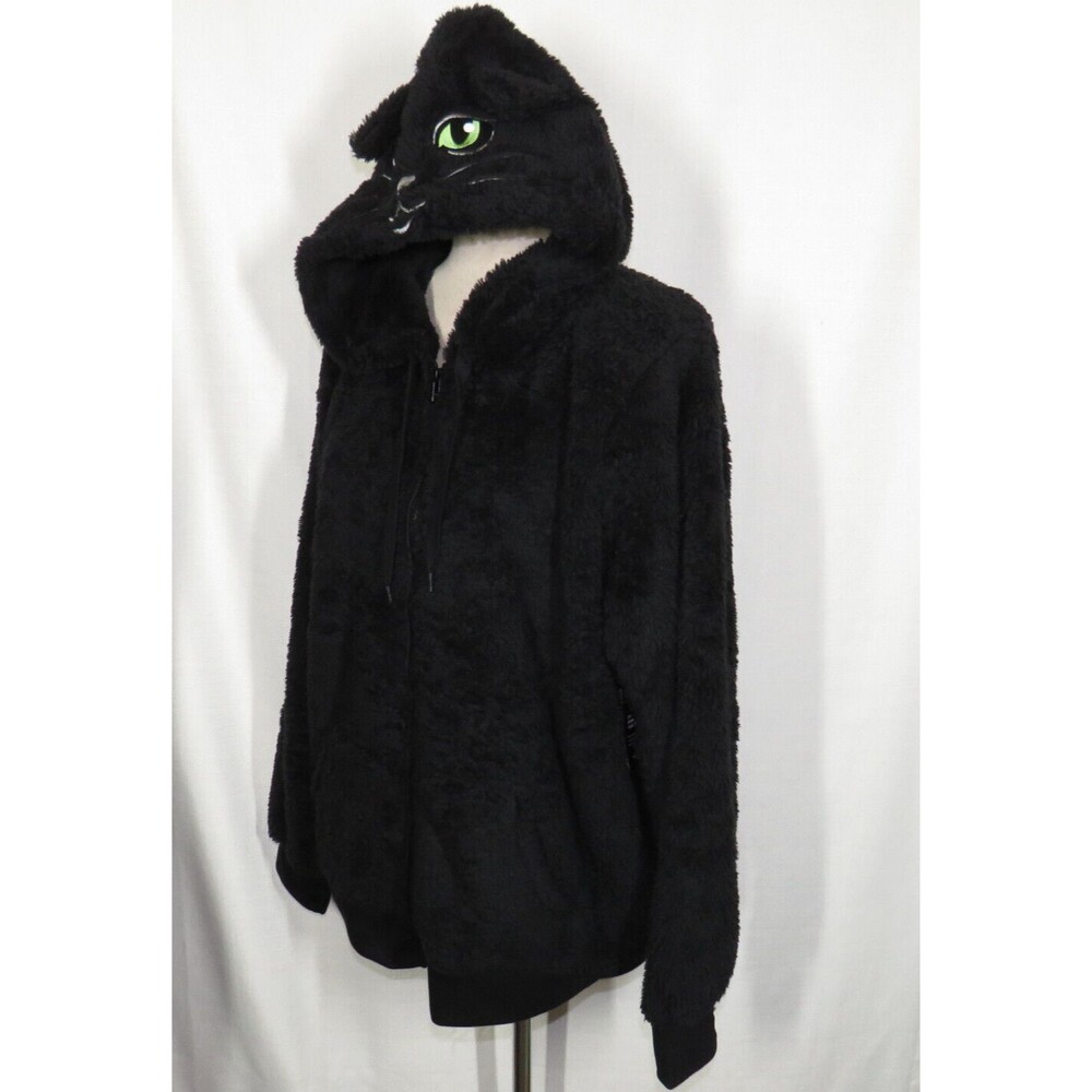 Torrid Black Zip Up Fuzzy Cat Face Hoodie Plus Size 2X - Picture 3 of 8